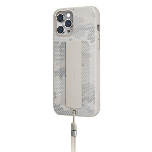 Гръб с лентов държач и каишка UNIQ Heldro с антимикробно покритие - iPhone 12 Pro Max бежов камуфлаж / слонова кост - Img 2