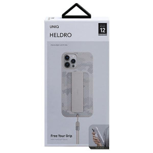 Гръб с лентов държач и каишка UNIQ Heldro с антимикробно покритие - iPhone 12 Pro Max бежов камуфлаж / слонова кост - Img 7