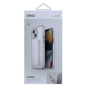 Гръб с лентов държач и каишка UNIQ Heldro с антимикробно покритие - iPhone 13 прозрачен - Img 6
