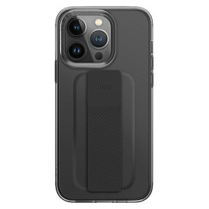 Гръб с лентов държач и каишка UNIQ Heldro с антимикробно покритие - iPhone 14 Pro черен дим - Img 2