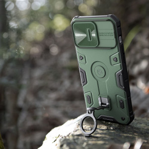 Гръб с подвижно покритие за камерата и ринг държач NILLKIN CamShield Armor Pro MagSafe - iPhone 14 Pro Max син - Img 11