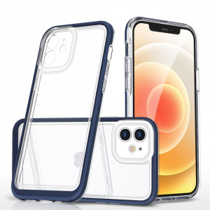 Гръб Clear 3в1 с гел рамка - iPhone 12 син - Img 1