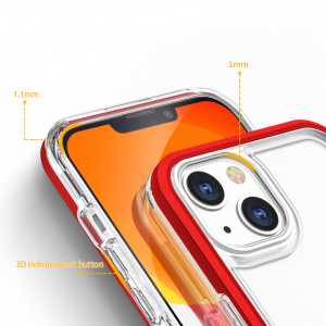 Гръб Clear 3в1 с гел рамка - iPhone 13 mini червен - Img 4