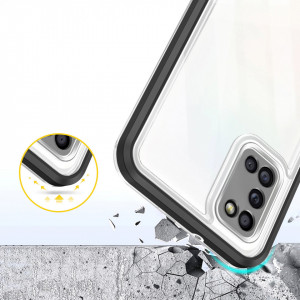 Гръб Clear 3в1 с гел рамка - Samsung Galaxy A03s черен - Img 6