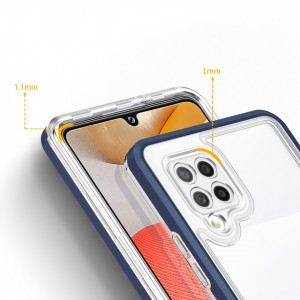 Гръб Clear 3в1 с гел рамка - Samsung Galaxy A42 5G син - Img 4