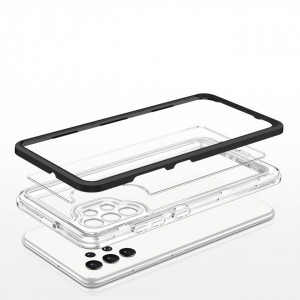 Гръб Clear 3в1 с гел рамка - Samsung Galaxy A72 черен - Img 5