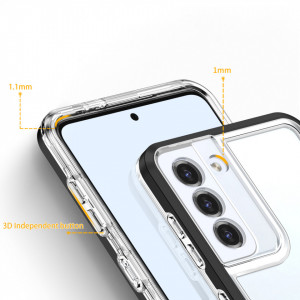 Гръб Clear 3в1 с гел рамка - Samsung Galaxy S21+ 5G черен - Img 4