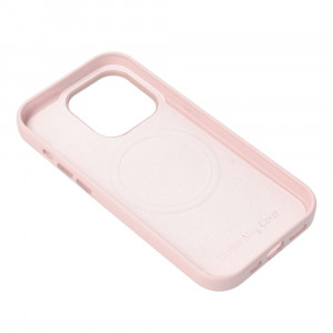 Гръб Leather Mag съвместим с MagSafe - iPhone 14 Pro розова пудра - Img 2