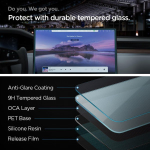 Закален стъклен протектор с инструмент за поставяне SPIGEN Glas FC Ez Fit - Tesla Model X 2022 / Model S 2021 черен - Img 11