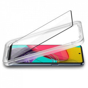 Закален стъклен протектор SPIGEN Align Master FC с инструмент за поставяне - Samsung Galaxy M53 с черна рамка - Img 5