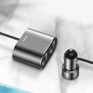 Зарядно за кола BASEUS 2x USB Type A 17W 3.1A + разклонител 2x вход за запалка 80W (CRDYQ-01) черно - Img 9