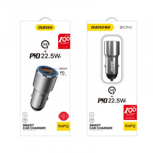 Зарядно за кола DUDAO 22.5W USB Type A / USB Type C PD QC (R4PQ) сиво - Img 5