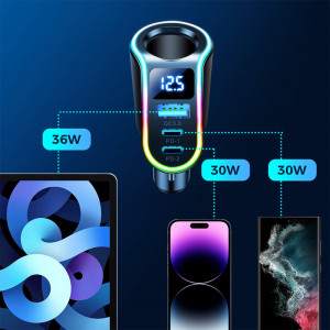 Зарядно за кола JOYROOM 4в1 150W USB Type A / 2x USB Type C / вход за запалка PD QC3.0 с LED дисплей (JR-CL21) черно - Img 6