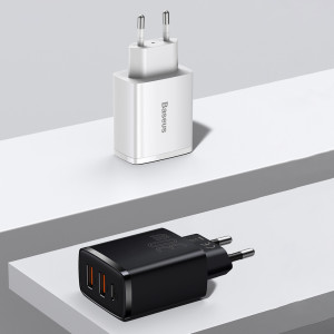 Зарядно за стена BASEUS 30W 3A 2x USB Type A / USB Type C PD QC (CCXJ-E01) черно - Img 16