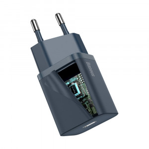 Зарядно за стена BASEUS Super Si 1C 20W USB Type C PD + кабел USB Type C към Lightning кабел 1m (TZCCSUP-B03) синьо - Img 4