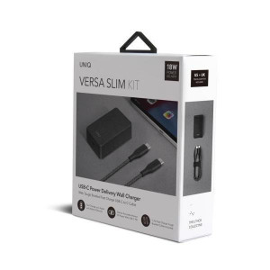 Зарядно за стена UNIQ Versa Slim 18W USB Type C PD + кабел USB Type C към USB Type C (LITHOS Collective) черно - Img 12