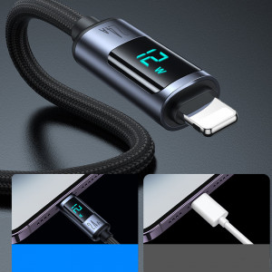 Кабел за зареждане и данни с дисплей и оплетка JOYROOM USB Type A към Lightning 2.4A 1.2m S-AL012A16 черен - Img 5