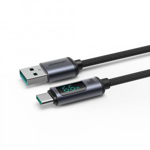 Кабел за зареждане и данни с дисплей и оплетка JOYROOM USB Type A към USB Type C 66W 1.2m S-AC066A16 черен - Img 9