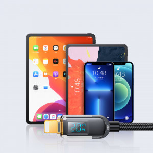 Кабел за зареждане и данни с дисплей и оплетка JOYROOM USB Type C към Lightning 20W 1.2m черен (S-CL020A4) - Img 2