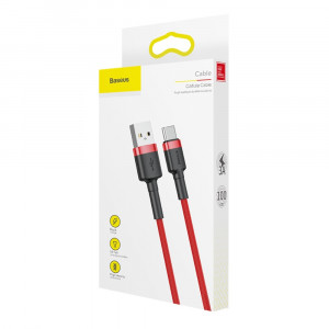 Кабел за зареждане и данни с оплетка BASEUS Cafule USB Type A към USB Type C 3A 1m (CATKLF-B09) червен - Img 13
