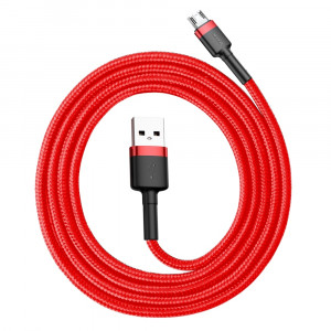 Кабел за зареждане и данни с оплетка BASEUS Cafule USB Type A към micro USB с бързо зареждане 3.0 2.4A 1m червен (CAMKLF-B09) - Img 2