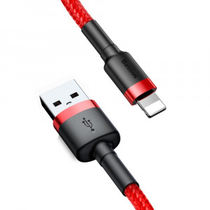 Кабел за зареждане и данни с оплетка BASEUS Cafule USB Type A към Lightning с бързо зареждане 3.0 2A 3m червен (CALKLF-R09) - Img 2