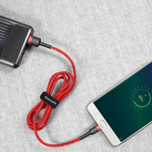 Кабел за зареждане и данни с оплетка BASEUS Cafule USB Type A към micro USB 1.5A 2m червен (CAMKLF-C09) - Img 6