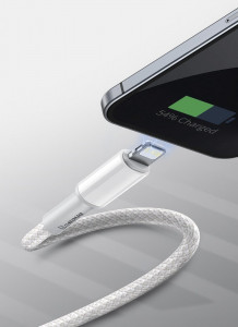 Кабел за зареждане и данни с оплетка BASEUS High Density с бързо зареждане Data USB Type C към Lightning Power Delivery 20W 1m черен - Img 13