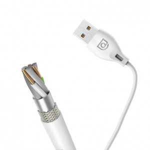 Кабел за зареждане и данни с оплетка DUDAO USB Type A към USB Type C 2.1A 2m (L4T) бял - Img 8