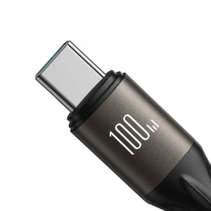 Кабел за зареждане и данни с оплетка JOYROOM Light-Speed SA25-CC5 100W USB Type C към USB Type C 1.2m черен - Img 6
