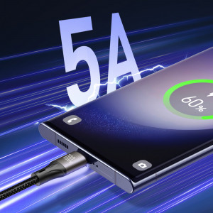 Кабел за зареждане и данни с оплетка JOYROOM Light-Speed SA25-CC5 100W USB Type C към USB Type C 1.2m черен - Img 15