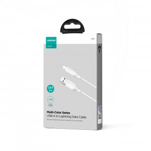 Кабел за зареждане и данни с оплетка JOYROOM Multi-Color SA34-AL3 USB Type A към Lightning 3A 1m бял - Img 5