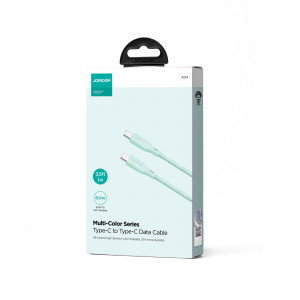 Кабел за зареждане и данни с оплетка JOYROOM Multi-Color SA34-CC3 USB Type C към USB Type C 60W с бързо зареждане 1m зелен - Img 5