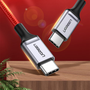 Кабел за зареждане и данни с оплетка UGREEN US294 USB Type C 2.0 към USB Type C 2.0 3A 1m червен - Img 6