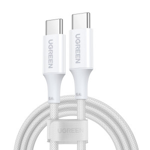 Кабел за зареждане и данни с оплетка UGREEN US557 USB Type C към USB Type C Power Delivery 100W 1m бял - Img 2
