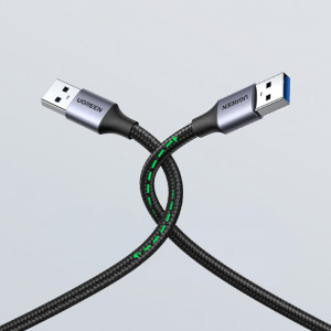 Кабел за зареждане и данни с оплетка UGREEN USB Type A към USB Type A 3.0 5Gb/s 0.5m сив (US373) - Img 5