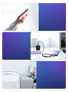 Кабел за зареждане и данни с оплетка UGREEN USB Type A към USB Type C с бързо зареждане 3.0 3A 2m сив (60128) - Img 10