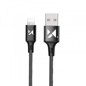 Кабел за зареждане и данни с оплетка WOZINSKY USB Type A към Lightning 2.4A 1m черен (WUC-L1B) - Img 1