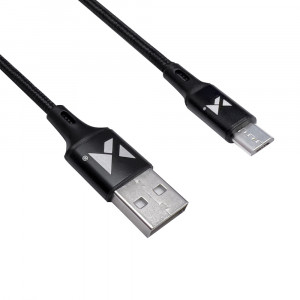 Кабел за зареждане и данни с оплетка WOZINSKY USB Type A към micro USB 2.4A 1m черен (WUC-M1B) - Img 3