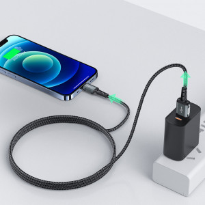 Кабел за зареждане и данни ACEFAST MFI USB Type A към Lightning 1.2m 2.4A черен (C1-02 черен) - Img 7