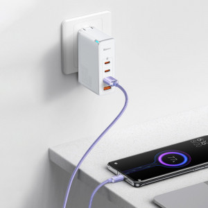 Кабел за зареждане и данни BASEUS Crystal Shine USB Type A към USB Type C с бързо зареждане 100W 1.2m (CAJY000405) лилав - Img 11