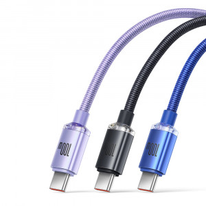 Кабел за зареждане и данни BASEUS Crystal Shine USB Type A към USB Type C с бързо зареждане 100W 1.2m (CAJY000405) лилав - Img 16
