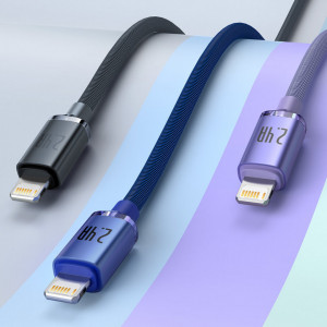 Кабел за зареждане и данни BASEUS Crystal Shine USB Type A към Lightning с бързо зареждане 2.4A 1.2m (CAJY000003) син - Img 9