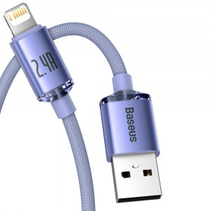 Кабел за зареждане и данни BASEUS Crystal Shine USB Type A към Lightning с бързо зареждане 2.4A 2m лилав (CAJY000105) - Img 10