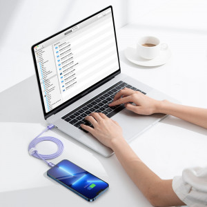 Кабел за зареждане и данни BASEUS Crystal Shine USB Type C към Lightning с бързо зареждане 20W 1.2m лилав (CAJY000205) - Img 9