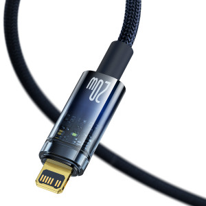Кабел за зареждане и данни BASEUS Explorer USB Type C към Lightning 20W 1m син (CATS000003) - Img 3