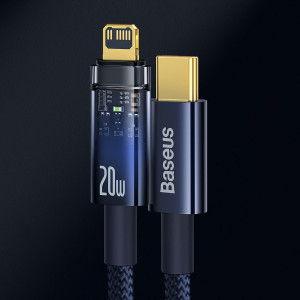 Кабел за зареждане и данни BASEUS Explorer USB Type C към Lightning 20W 1m син (CATS000003) - Img 11