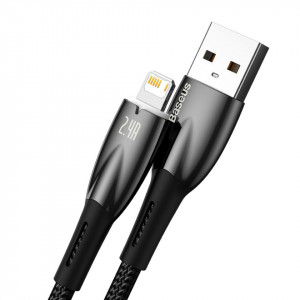 Кабел за зареждане и данни BASEUS Glimmer USB Type C към Lightning с бързо зареждане 480Mb/s 2.4A 2m черен - Img 2