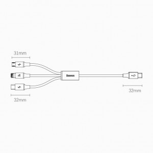 Кабел за зареждане и данни BASEUS Rapid 3in1 USB Type C към USB Type C / Lightning / micro USB 20W 1.5m зелен (CAMLT-SC06) - Img 20