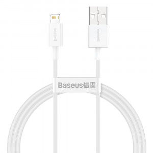 Кабел за зареждане и данни BASEUS Superior USB Type A към Lightning 2.4A 1m бял (CALYS-A02) - Img 1